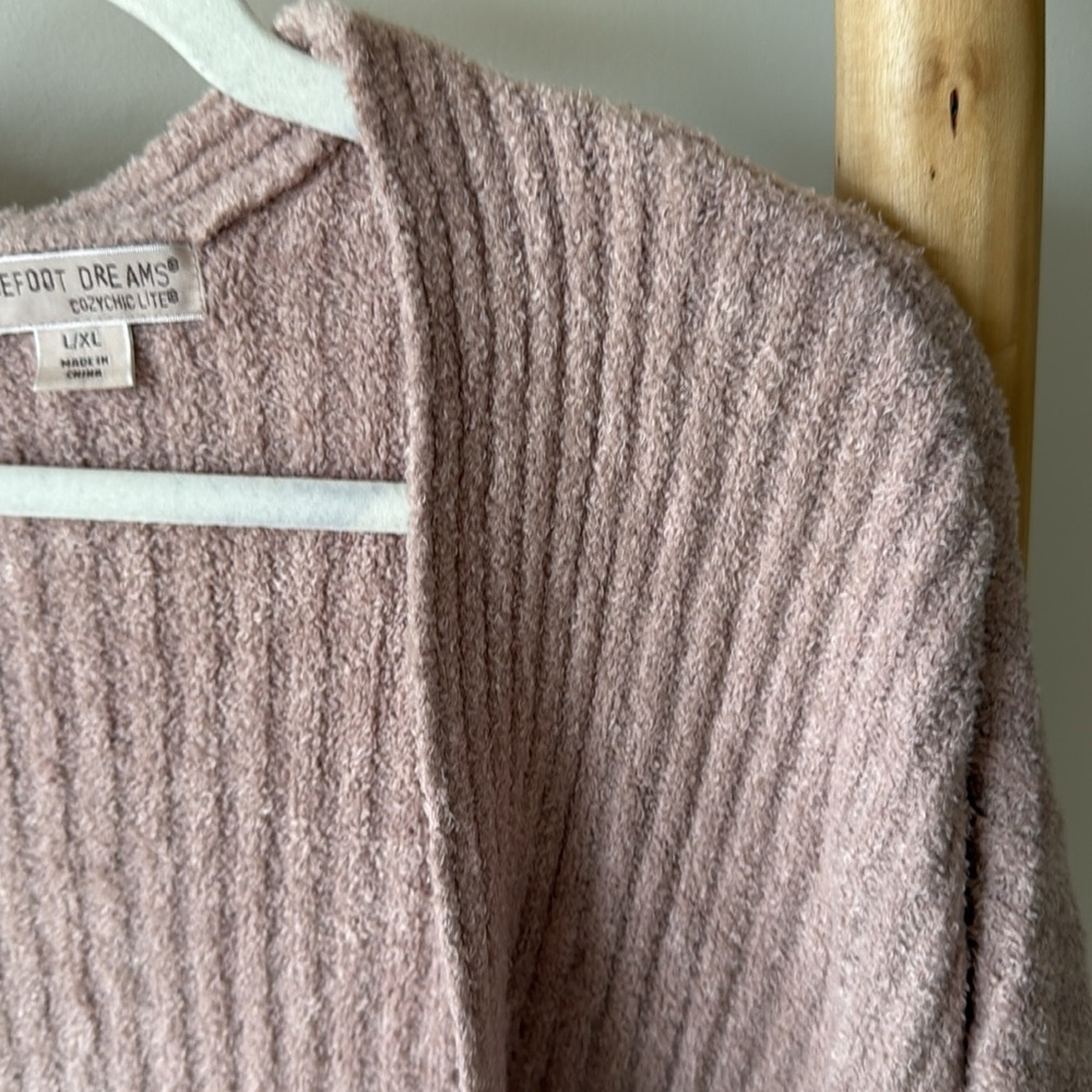 Barefoot Dreams CozyChic Lite Ribbed Shrug Cardigan Blush Pink Size L/XL - Picture 3 of 9
